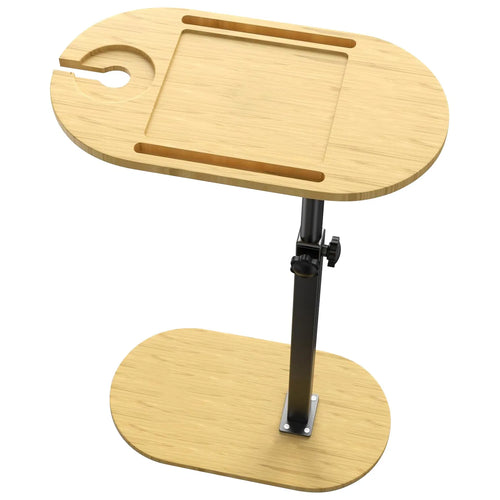 Bamboo bathtub caddy tray, rotating second tier detail