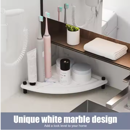 Diatomaceous earth stone sink caddy holding soap and sponge