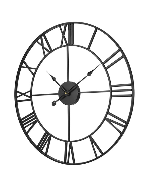 24 inch Roman Numeral Wall Clock, Farmhouse Black