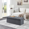 Folding Storage Ottoman Bench, 43 inches, gray