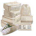 Beige eight-piece packing cube set