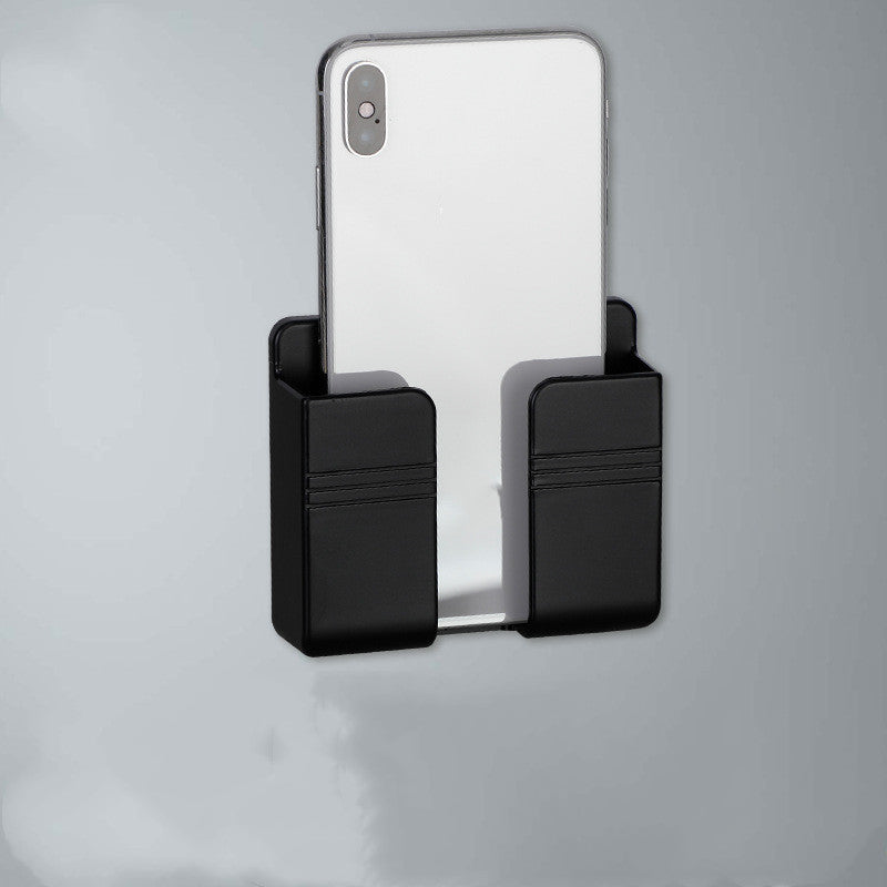Black stick-on bedside phone shelf