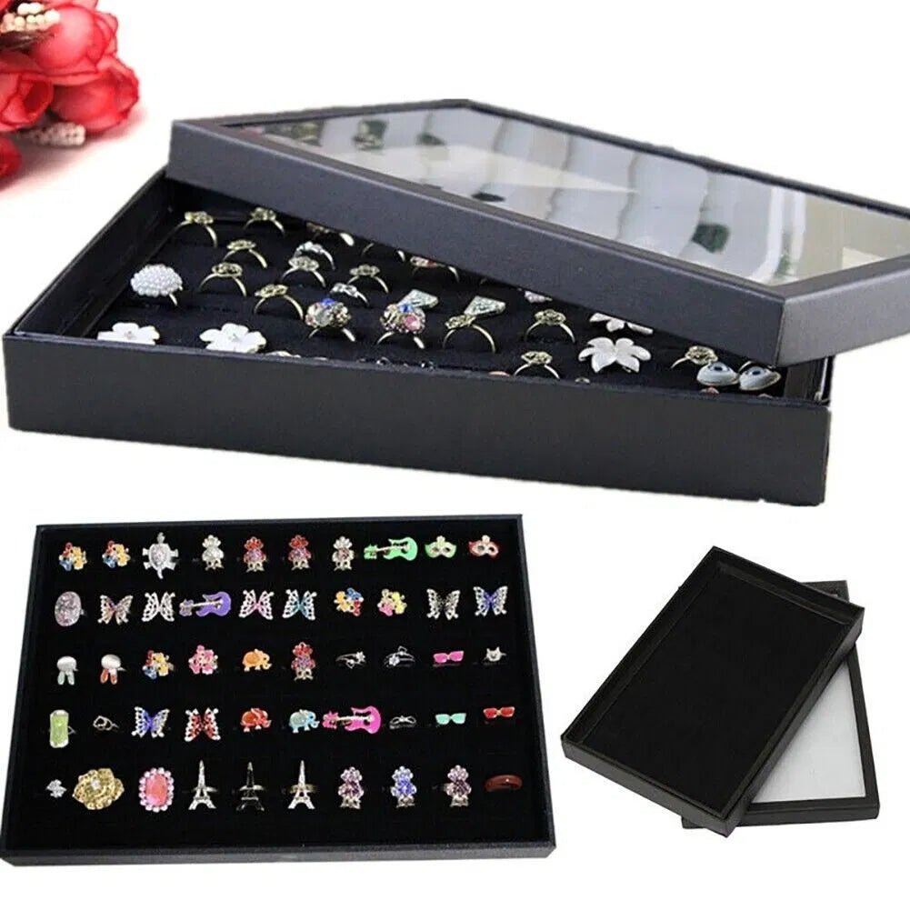Multi-Slot Jewelry Ring and Earring Display Tray