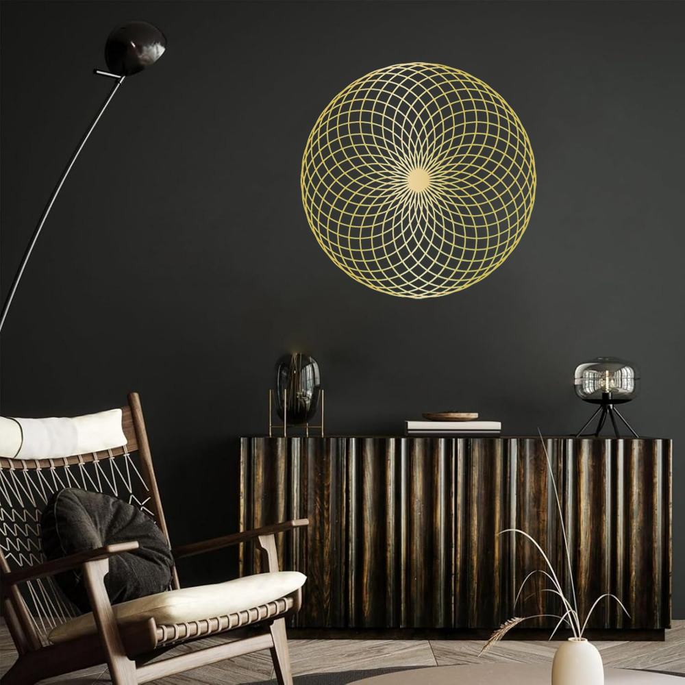 Sacred Geometry Metal Wall Sculpture detail, cut-metal pattern