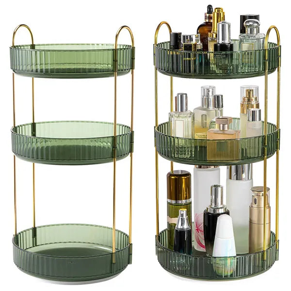 3-tier rotating makeup organizer, tray detail