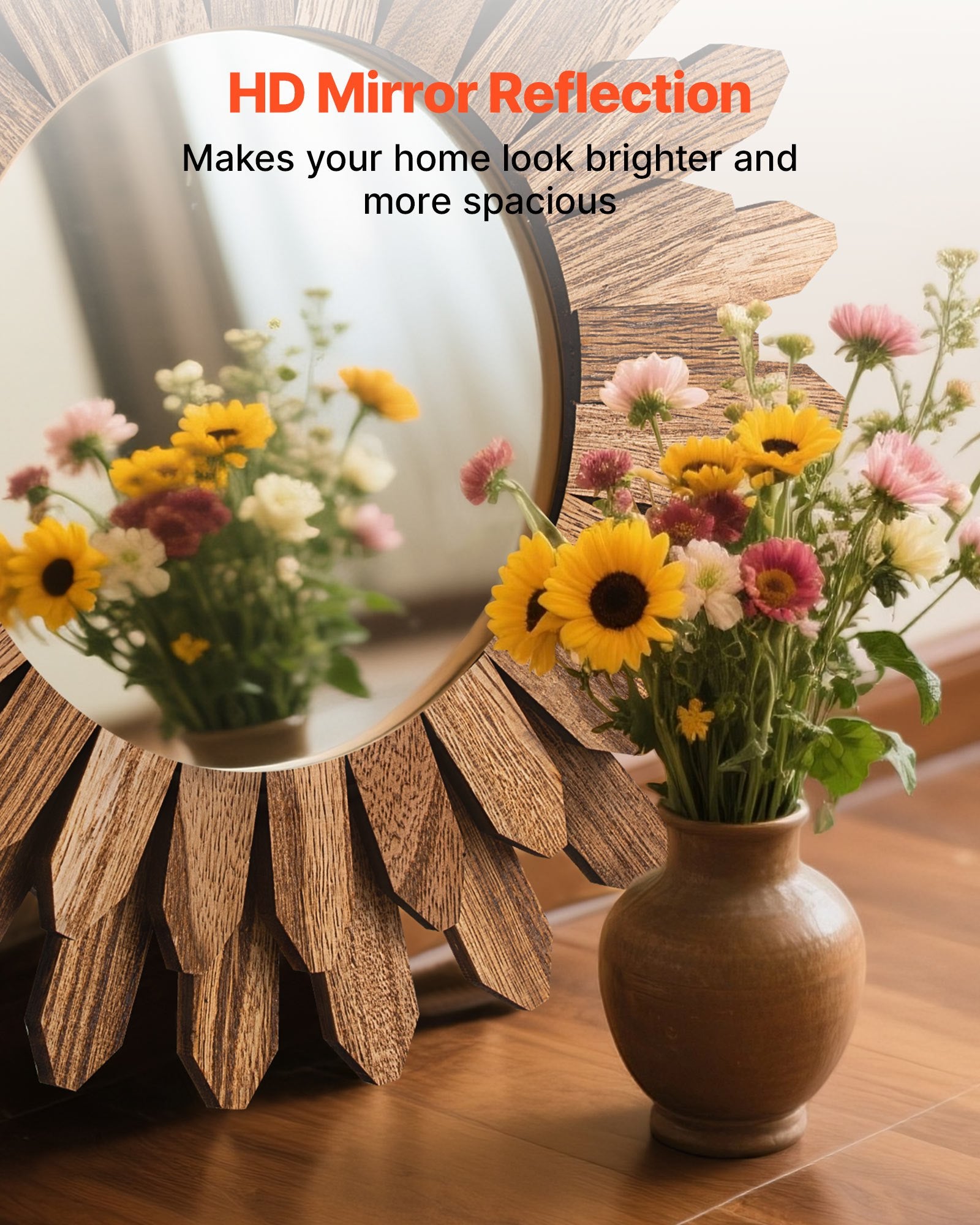Boho Sunburst Wall Mirror frame detail