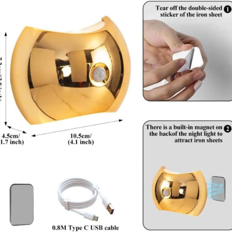 Magnetic wall light shown in a bedroom setting