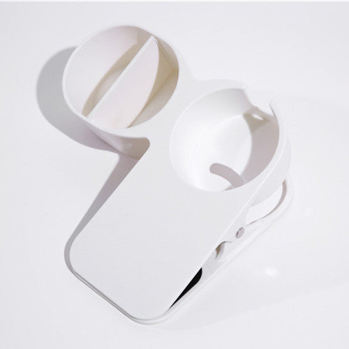 White clip-on desk cup holder