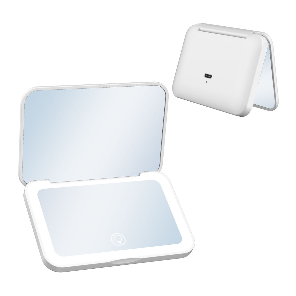 White portable rechargeable LED makeup mirror